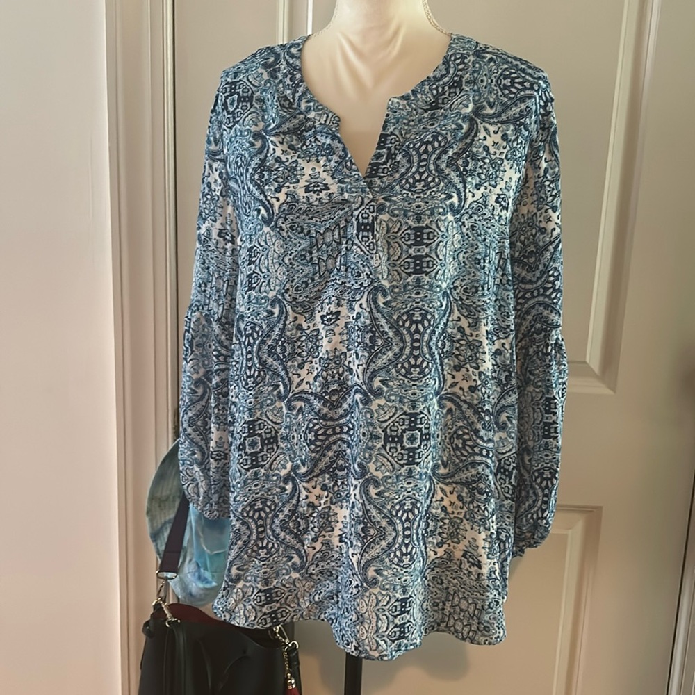 COUNTERPARTS Paisley pull-on Blouse sz XL